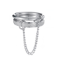 Anillo De Acero Inoxidable Cadena Larga Anillo De Apilamiento De Acero De Titanio Dos Capas Anillos Apilables