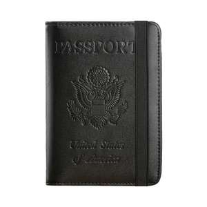 Custom PU Leather <b>RFID</b> <b>Blocking</b> Travel Passport Cover Embossed Logo Printing Card <b>Wallet</b> Passport Jolder - Product Image 1