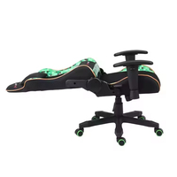 Chaise de jeu ergonomique moderne en gros pour enfants, en cuir PU noir et vert, chaise d'ordinateur Silla Gamer avec cadre métallique rafraîchissant à 3 positions