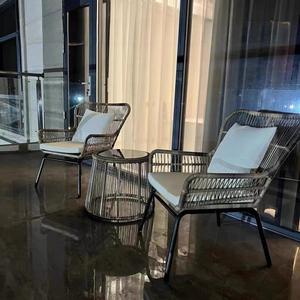 Chaise de salle à manger en aluminium résistante à l'eau, style nordique, en rotin et corde, empilable, pour terrasse, restaurant, jardin, hôtel - Product Image 6