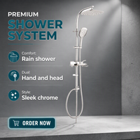 Ensemble de douche carré TM-1120 avec bouton de commande, design européen, finition chromée et inverseur pour accessoires de salle de bain