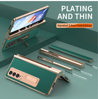 Casing Kulit Berdiri Lipat Cermin Plating Premium UNTUK Samsung Galaxy Z Lipat 2 3 4 W21 W22 W23 Casing Ponsel Keras Flip Holder