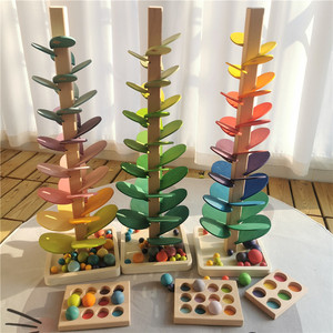 Jouets éducatifs en bois pour enfants, blocs de suivi de billes en marbre, arbres musicaux sonores arc-en-ciel, assemblage de pétales - Product Image 2