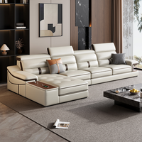 Modernes Italienisches L-förmiges Ledersofa-Set Luxuriös für Villen Geeignet Einfache Wohnzimmer-Kombination Funktionale Schaumstoff-Füllung