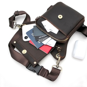 Riñonera de Cuero Genuino, Deportiva, para Senderismo, Personalizada, Vintage, Impermeable, con Cierre de Cremallera, Unisex, para Teléfono, para Actividades al Aire Libre - Product Image 4
