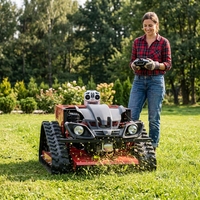 Nouvelle tondeuse à gazon hybride essence-électrique télécommandée certifiée CE avec une portée de 100 m et une largeur de travail de 55 cm - Utilisation domestique et industrielle