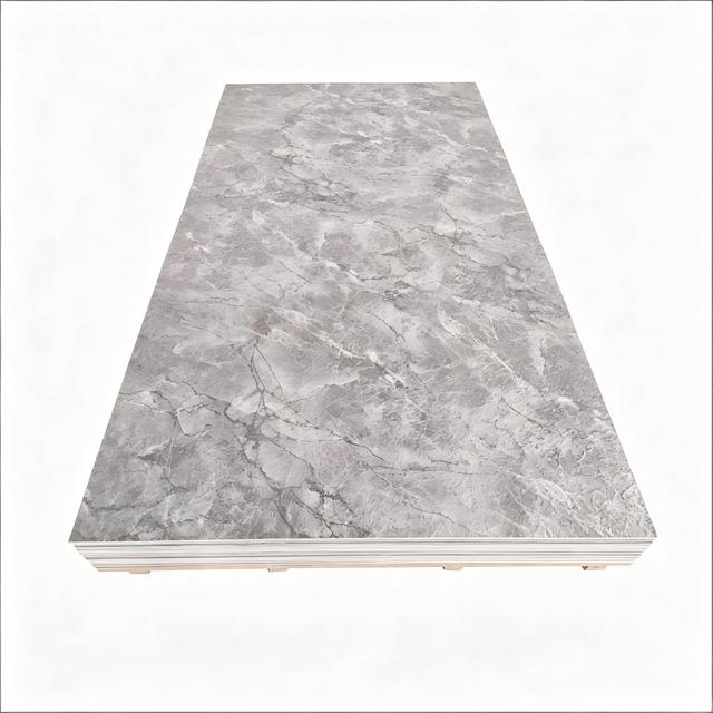 Custom Size PVC Marble Sheet High Gloss UV Cured Faux Marble Wall Panel 2-5mm Thickness SPC Core for Commercial Wall Cladding