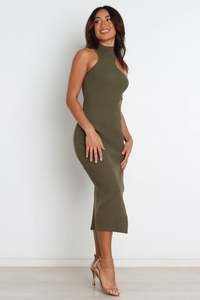 Mujeres Sexy <span class=keywords><strong>Cut</strong></span> Out <span class=keywords><strong>Side</strong></span> Slit Bodycon Vestido de punto Midi - Product Image 4