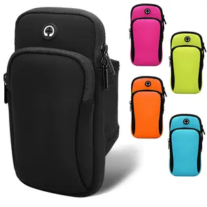 Moda koşu için kol çantası promosyon su geçirmez spor bel çantası kulaklık delik elastik bel paketi ile açık için