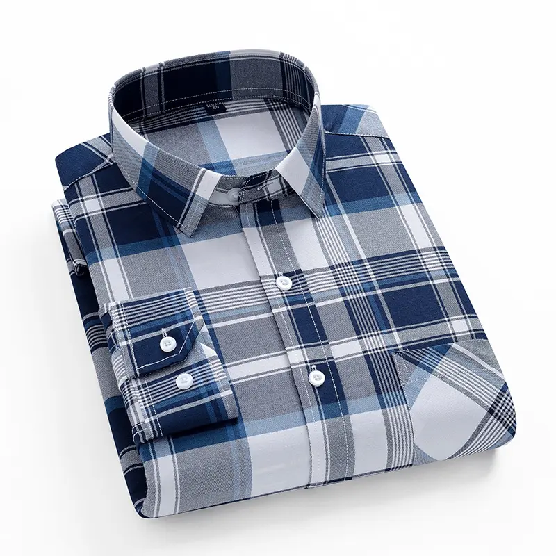 CustomizedMen's Cotton Regular-Fit Long-Sleeve Pocket Oxford Shirt Button Down Men's Shirts