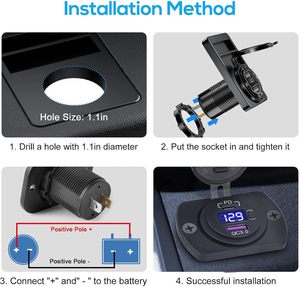 Cargador USB de 12V 30W con PD USB-C y QC 3.0, con Voltímetro LED para <span class=keywords><strong>Barco</strong></span>, Moto, RV - Product Image 4