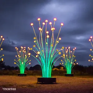 Vincentaa New Design Outdoor Park Lawn Abstract LED Anemone Light Installation Art Light Steel Sculpture