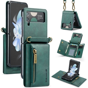 Bandoulière lanière fermeture éclair cartes fente portefeuille étui de téléphone en cuir pour <span class=keywords><strong>Samsung</strong></span> Galaxy Z <span class=keywords><strong>Flip</strong></span> 5 4 <span class=keywords><strong>3</strong></span> Flip3 bandoulière <span class=keywords><strong>pochette</strong></span> de couverture - Product Image 3