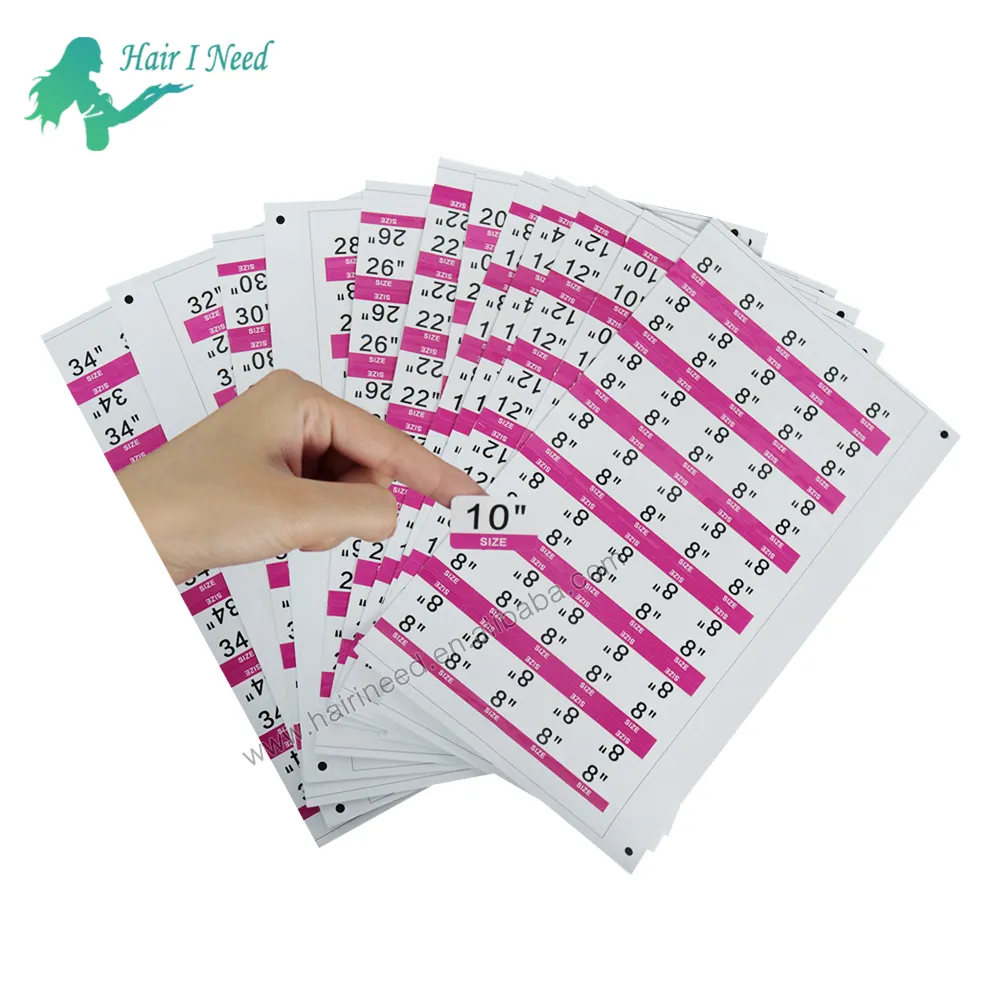 Consecutive Self Adhesive Printed Number Stickers Virgin Hair Size Length Serial Number Stickers
