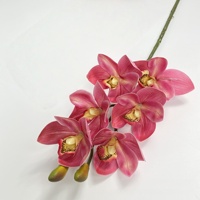 6 Tangkai Anggrek Cymbidium Putih Pink Buatan Tangan dari Lateks, Sentuhan Alami, Tahan Air, Gaya Eropa untuk Pernikahan dan Dekorasi Rumah