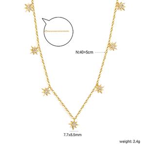 Bijoux fantaisie plaqués or 18 carats, collier pentagramme, chaîne fine, zircone, bijoux en acier inoxydable, collier étoile pour femmes - Product Image 2