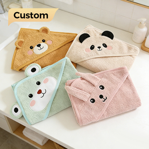 Serviette de Bain Bébé à Capuche en Polaire Corail Tissée de Qualité Supérieure, Imprimé Animal, Séchage Rapide, Super Absorbante, Idéale pour Salle de Bain et <span class=keywords><strong>Chambre</strong></span> - Product Image 1
