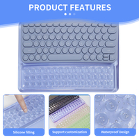 Tapis de Souris et Clavier Gaming Transparent en Silicone Anti-Rayures Résistant à l'Eau, Motif Anime Kawaii Cristal Bleu Simplicité