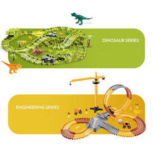 Bán buôn số lượng bán chạy nhất trẻ em đường sắt xe đồ chơi tự làm biến thể phù hợp với khủng long điện roller coaster tàu khe đồ chơi - Product Image 3