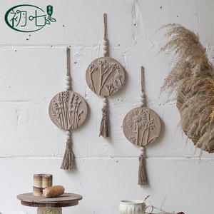 Decoraciones Colgantes de Pared Estilo Bohemio, Adornos Circulares Florales de Madera para la Entrada del Hogar - Product Image 1