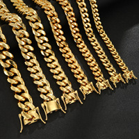 Collar de Cadena Cubana de Acero Inoxidable para Hombre, Color Dorado, Joyería Hip Hop de Miami, Collar Masculino, Accesorios de Moda
