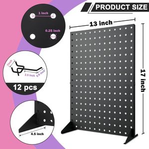 Présentoir à bijoux en métal perforé, support de rangement de bureau de 13x17 pouces avec 12 crochets pour boucles d'oreilles et ornements - Product Image 1