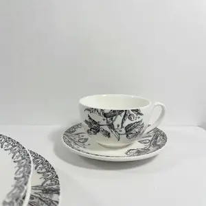 Черный тюльпан цветок керамическая столовая тарелка чашка и блюдо десертная тарелка