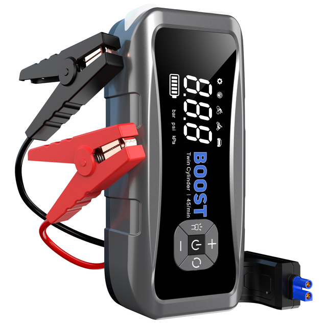 Professional Dual Cylinder Jump Starter with Air Compressor 160PSI Fast Inflation for 12V Vehicle Heavy Duty Car Emergency Kit