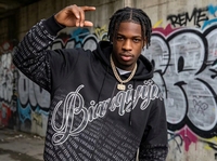 Sweat à capuche zippé noir délavé pour homme, imprimé graphique dégradé inspiré du luxe, en coton épais, style streetwear