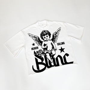 T-shirt court en molleton français personnalisé 350 GSM, blanc, délavé, col épais, impression DTG, ourlet brut, coupe ample, pour homme - Product Image 4