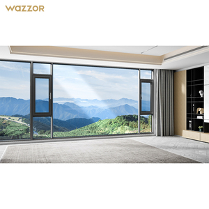 Wazzor Factory Precio al por mayor Casa Perfiles de aluminio a prueba de huracanes Ventanas abatibles de vidrio - Product Image 1