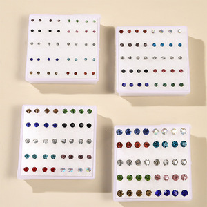 Stud <b>Earrings</b> Set Micro Insert Steel <b>Posts</b> For Women Anniversary Jewelry Yiwu Origin - Product Image 2