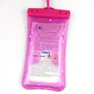 Bolsa de teléfono bolsas de teléfono móvil logotipo personalizado Universal brillante impermeable IPX8 flotante LED parpadeante impermeable Shenzhen