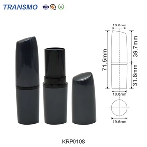 Tube de rouge à lèvres rond noir, flacon de baume à lèvres, conteneur, tube de rouge à lèvres vide de luxe, tube en plastique de forme ronde - Product Image 2