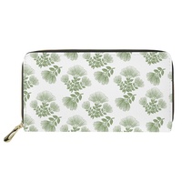 Dompet Panjang Custom dengan Ritsleting, Bahan Kulit PU, Dompet Wanita dan Pria, Tas Selempang Cetak dengan Tempat Kartu, Desain Tropis Hawaii