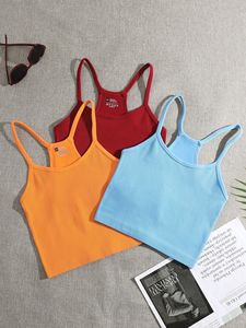 Stelle Women's Breathable Eco-Friendly Skinny Fit Yoga Fitness <b>Crop</b> <b>Top</b> Casual Summer Cami Ribbed Knit <b>Sexy</b> Strappy Design - Product Image 4