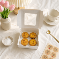 Boîte à cupcakes à fenêtre 4 compartiments en carton blanc avec insert transparent, support de présentation pour cupcakes, boîte à muffins, vente en gros