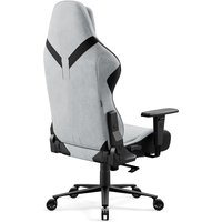 Chaise de jeu avec base en métal durable, siège en tissu rafraîchissant, chaise de gamer grise, fonction pivotante, chaise d'ordinateur avec appui-tête magnétique