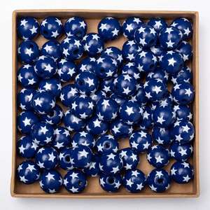 Cuentas de madera sueltas coloridas patrón Natural Navidad personalizado 16MM decoración Opp bolsa pulseras de madera imagen mezcla bola de madera - Product Image 4