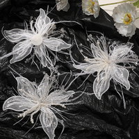 H665 DIY Accessoires de décoration de mariage : Pince à cheveux et broche en dentelle blanche pure, plumes, perles, cristaux et fleurs torsadées