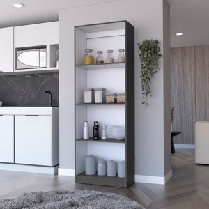 DB Zachary Modern Matt Gray and <b>White</b> Tier Storage <b>Bookcase</b> Wood Plastic with Stylish Design for Office Bedroom or Bathroom - Product Image 1