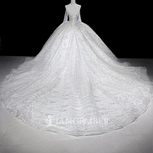 JFH193 Robes de mariée exquises sans bretelles, ornées de paillettes et de perles, pour mariage - Product Image 3