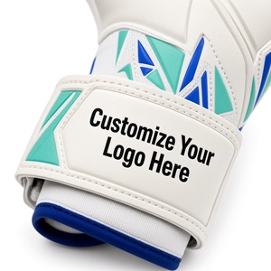 Gants de gardien de but blancs, bleus, verts, impression par sublimation, matière PU antidérapante, fermeture auto-agrippante unisexe - Product Image 4