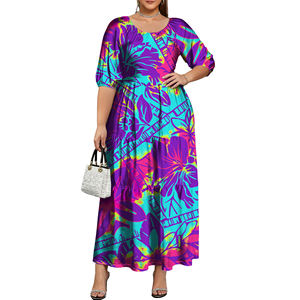Últimos Vestidos Casuales Maxi sin Cuello Puletasi Tribales Polinesios de Tonga y Samoa para Mujer Tallas Grandes - Product Image 5