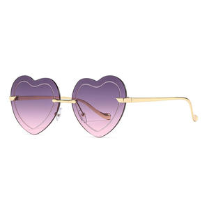 Lunettes de soleil pour femmes en forme de cœur, monture métallique, verres dégradés UV400, légères, tendance, type 3, origine Taizhou - Product Image 3