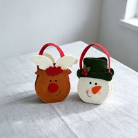 3D Weihnachts-Cartoon Filz-Tragetaschen, Santa Schneemann Rentier mit Weihnachtsmütze-Dekor, Wiederverwendbare Weihnachtsparty Süßigkeiten-Geschenktüten für Kinder