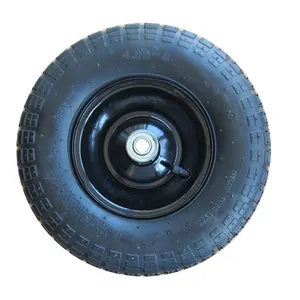 Roda de borracha pneumática com aro de aço, roda para carrinho com 13x4 offset, 4.00-6