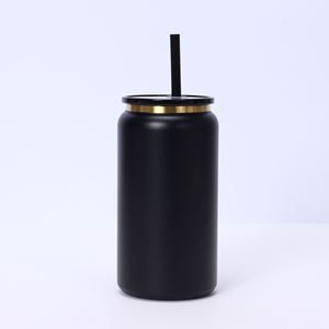 Vaso de Acero Inoxidable de 16 oz con Pintura Dorada Sublimada en el Interior, con Pajita y Tapa, para Smoothies, Cerveza y Café, Disponible en Stock - Product Image 4