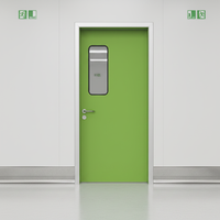 Porte battante hermétique antibactérienne pour salle blanche d'hôpital et USI, manuelle, en PVC, design minimaliste, cadre en acier inoxydable, verre trempé