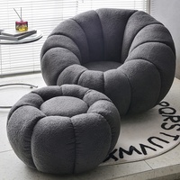 Chaise de loisirs relaxation en tissu velours blanc citrouille, de style nordique, bon marché, ensemble de chambre à coucher, meubles de salon d'hôtel, nouvelle collection